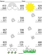 Subtraction Math Worksheets - Twisty Noodle
